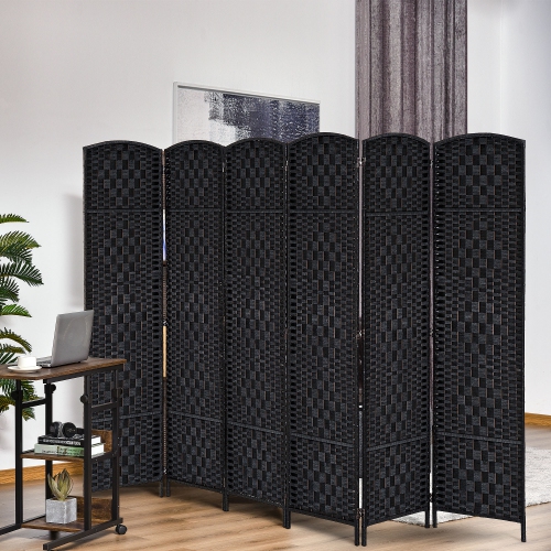HOMCOM 6 Panels Room Divider, 6 Ft Tall Indoor Portable Folding Privacy Screens, Hand-Woven Double Hinged Freestanding Partition Wall Divider for