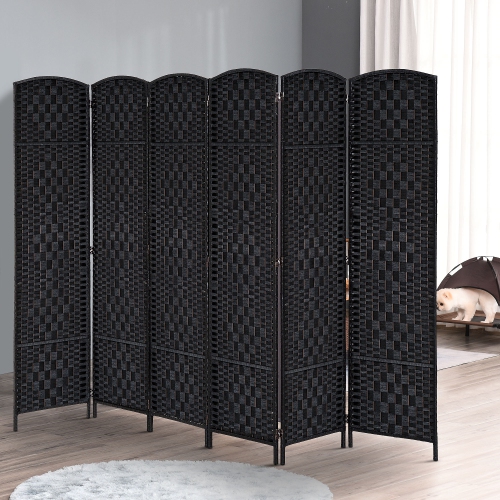 HOMCOM 6 Panels Room Divider, 6 Ft Tall Indoor Portable Folding Privacy Screens, Hand-Woven Double Hinged Freestanding Partition Wall Divider for
