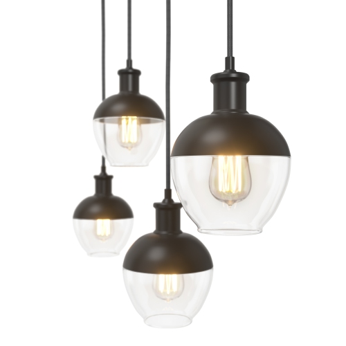 BAZZ Vesta Black Vintage 4-Strand Pendant Light Fixture, P17262BK