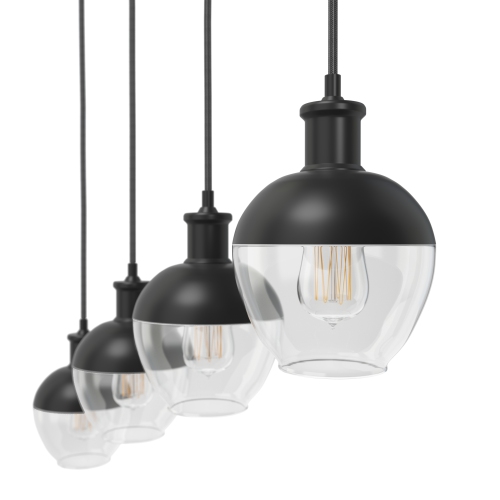 BAZZ Vesta Black Vintage 4-Strand Pendant Light Fixture, P17262BK