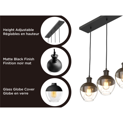 BAZZ Vesta Black Vintage 4-Strand Pendant Light Fixture, P17262BK