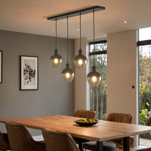 BAZZ Vesta Black Vintage 4-Strand Pendant Light Fixture, P17262BK