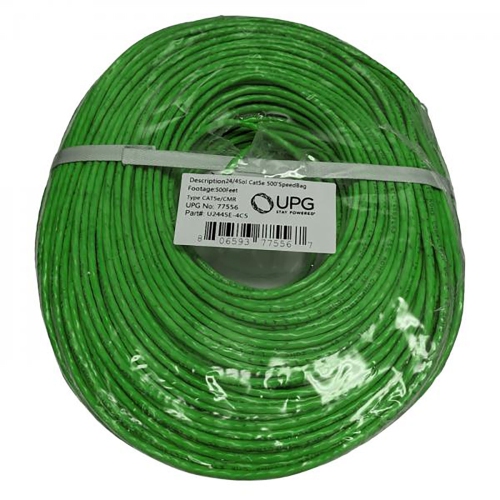 UPG  - Solid Utp Cat5E Network Cable, 350Mhz, 500 Feet Length, Ft4/cmr In Green
