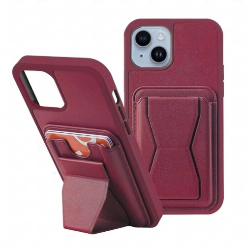 【CSmart】 Card Slot Case Back Cover with Kickstand for iPhone 13 / 14, Wine