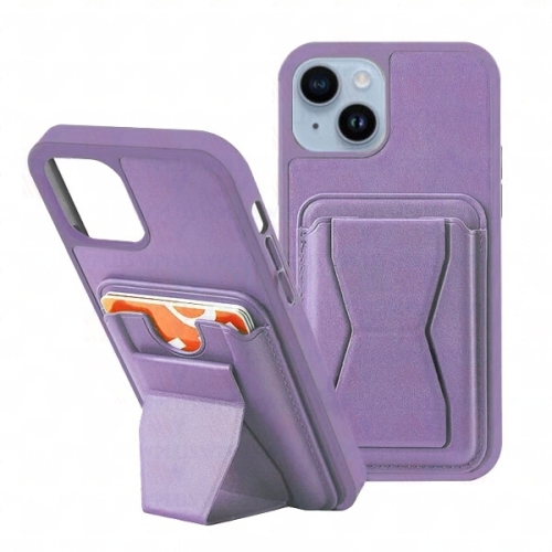 【CSmart】 Card Slot Case Back Cover with Kickstand for iPhone 13 / 14, Light Purple