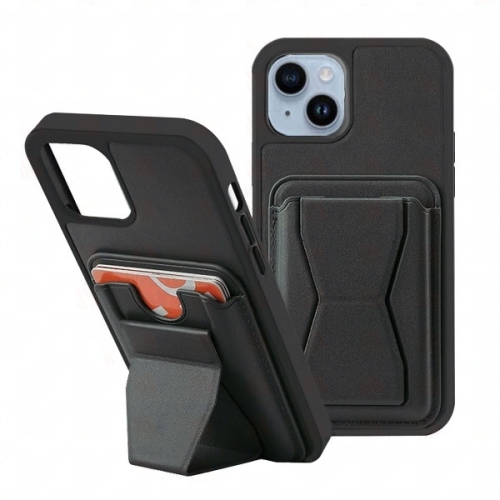 【CSmart】 Card Slot Case Back Cover with Kickstand for iPhone 13 / 14, Black