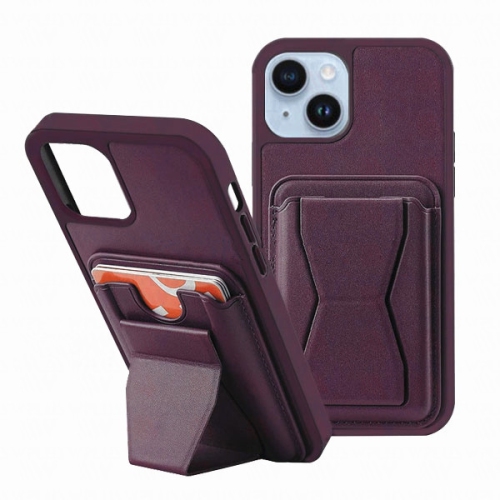 【CSmart】 Card Slot Case Back Cover with Kickstand for iPhone 13 / 14, Dark Purple