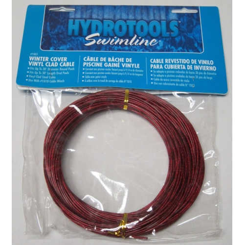 100' Red HydroTools Vinyl-Clad Steel Cable for Above Ground Swimming Pool Winter Covers