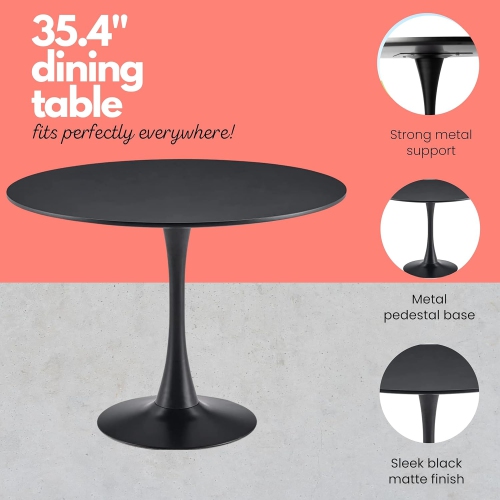 Aykah 35" Modern Dining Table Kitchen Table Used as Dinner Table for 4 - Manufactured Wood Round Dining Table -Small Dining Table Saves Space with