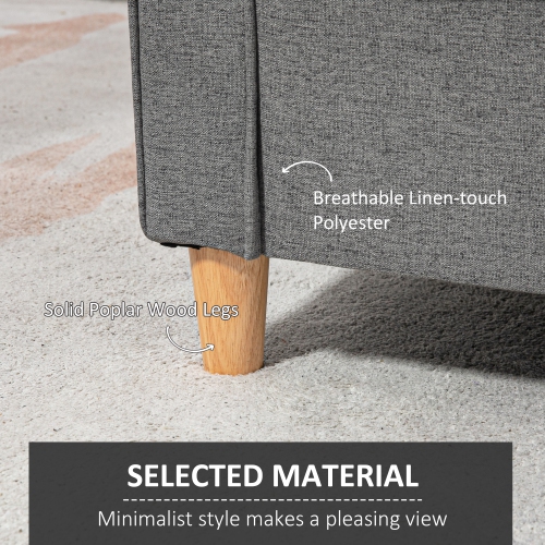 HOMCOM – Causeuse 56 po, canapé 2 places rembourré avec accoudoirs et pattes en bois pour le salon, la chambre à coucher, gris