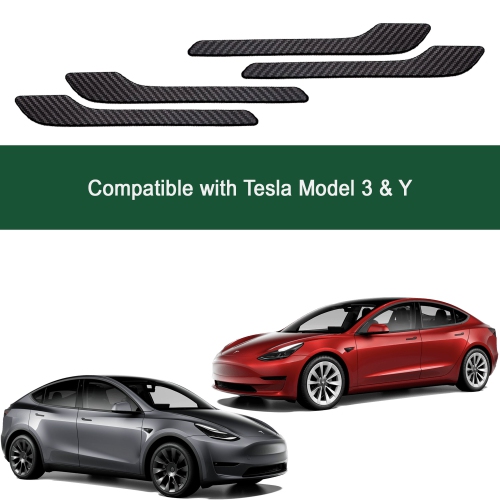 IntoCharge Real Carbon Fiber Cover for Tesla Door Handle | Stylish Exterior Accessories with Anti-Scratch Technology | Model 3 & Model Y