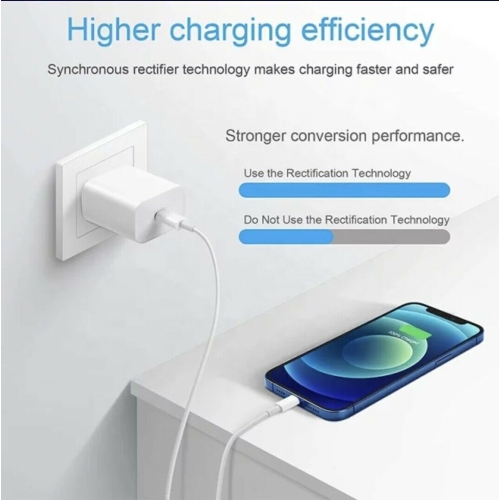 20W Type C Fast PD Wall Charger for iPhone 15/15 Pro/15 Plus/15 Pro Max, iPad Pro/Air/Mini, Air Pods Pro - Includes 6FT USB-C to C Cable