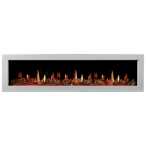 Litedeer Homes Gloira II 68" Smart Electric Fireplace with App, Crackling Fire Sounds, Reflective Amber Glass, White - ZEF68XAW
