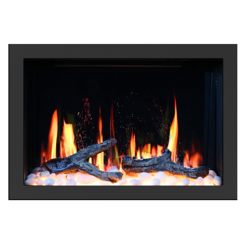 LITEDEER HOMES  2025 New Litestar 30-Inch Wall Mounted Smart Electric Fireplace Insert \w Crackling Sounds, Multi-Flame Style, Fireplace App Driftwood