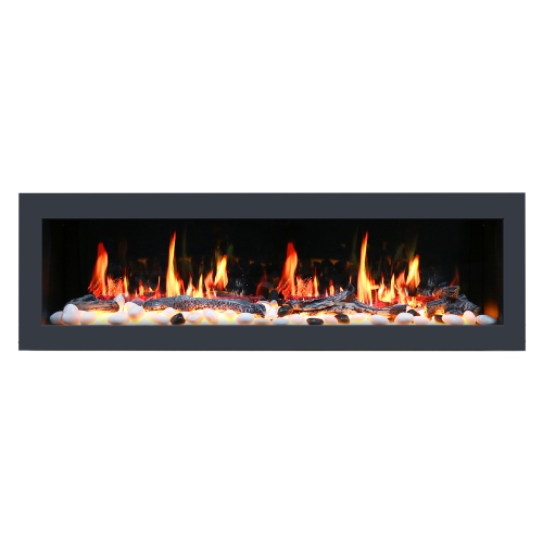 LITEDEER HOMES  2025 New Latitude Ii 68" Smart Electric Fireplace With Multi-Flame Style, App Driftwood Log & River Rock - Zef68X