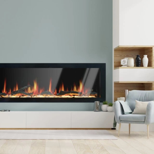 2025 New Litedeer Homes Latitude II 68" Smart Electric Fireplace with Multi-flame Style, APP Driftwood Log & River Rock - ZEF68X