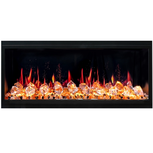 2025 New Litedeer Homes Latitude 45-inch Ultra-Slim Smart Electric Fireplace with 1-inch Trim, Multi-Flame LED, Crushed Ice Rocks,