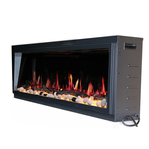 2025 NewLitedeer Homes Latitude 45" Ultra-Slim Smart Electric Fireplace – Multi-Flame LED, Driftwood Logs & River Rocks, WiFi/App-Control,