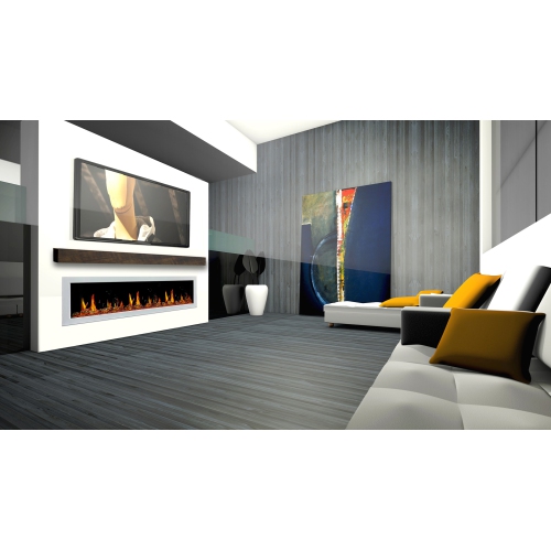 Litedeer Homes Gloira II 78" Smart Electric Fireplace with App, Crackling Fire Sounds, Reflective Amber Glass, White - ZEF78VAW