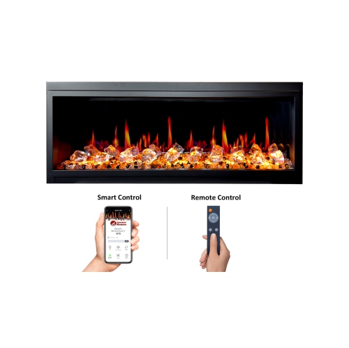 2025 New Litedeer Homes Latitude 55 inch Built-in Smart Electric Fireplace with Crackling Sounds, Diamond-like Crystal - ZEF55VC