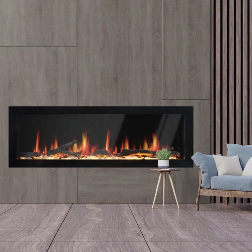 2025 New Litedeer Homes Latitude II 48-in Wall Mounted Smart Electric Fireplace with App, Crackling Sounds, Driftwood Log & River Rock - ZEF48X