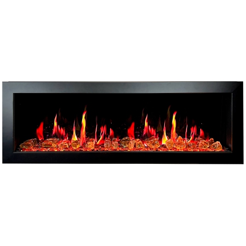 LITEDEER HOMES  2025 New Latitude Ii 58-Inch Wall-Mounted Smart Electric Fireplace \w Crackling Sounds, Multi-Flame Style, App Reflective Amber Glass