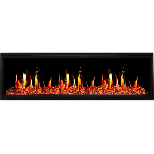 Litedeer Homes Latitude 65" Smart Electric Fireplace with App, Crackling Fire Sounds, Reflective Amber Glass, Black - ZEF65XA