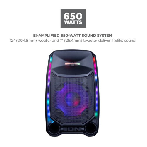 Refurbished Total PA™ Ultimate High-Power Speaker System with Premium Wide Sound, Ultimate Bass™ and Edge-Glow™ Lights with 2 microphones included