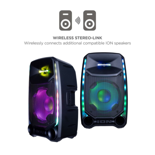 Refurbished Total PA™ Ultimate High-Power Speaker System with Premium Wide Sound, Ultimate Bass™ and Edge-Glow™ Lights with 2 microphones included