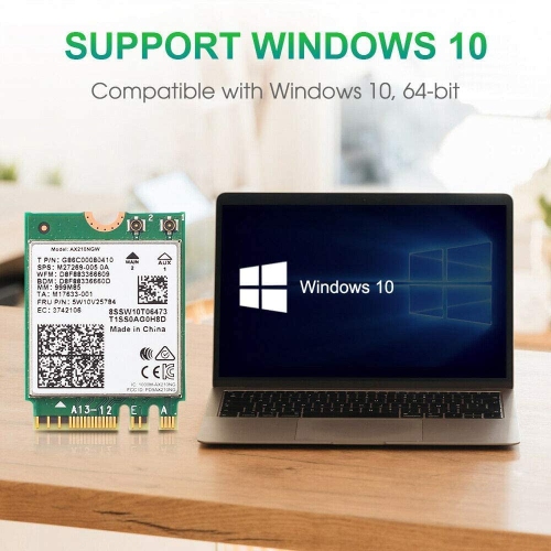 Carte Wi-Fi IntAX210NGW, carte Wi-Fi sans fil 6E AX210NGW M.2 2230 BT5,2 802,11ax 160&nbsp;MHz tribande 2x2 MU-MIMO AX210 3000&nbsp;Mb/s NGFF, prise