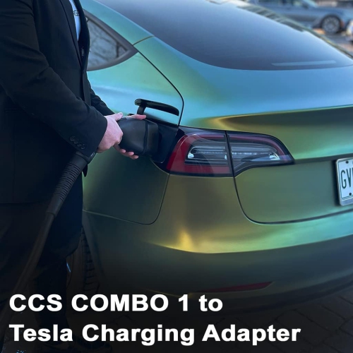 IntoCharge CCS Combo 1 to Tesla Charging Adapter for DC Fast Charging | 250kW Power / 500 Amp / 50V DC | Optimal Fit | Easy Setup | Black |