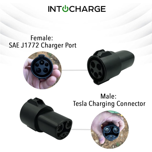 IntoCharge – Adaptateur de chargement SAE J1772 à Tesla |19,2kW / 80 amp / 240VAC | ajustement optimal et configuration facile | compatible avec tous