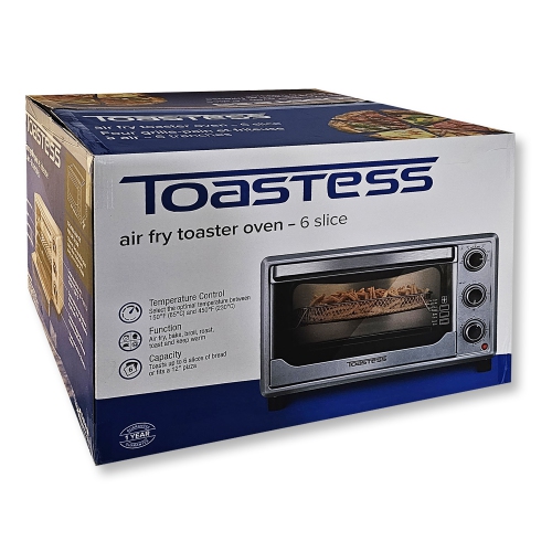 Toastess - Toaster Oven and Air Fryer, 6 Slice Capacity, Adjustable Temperature, Stainless Steel