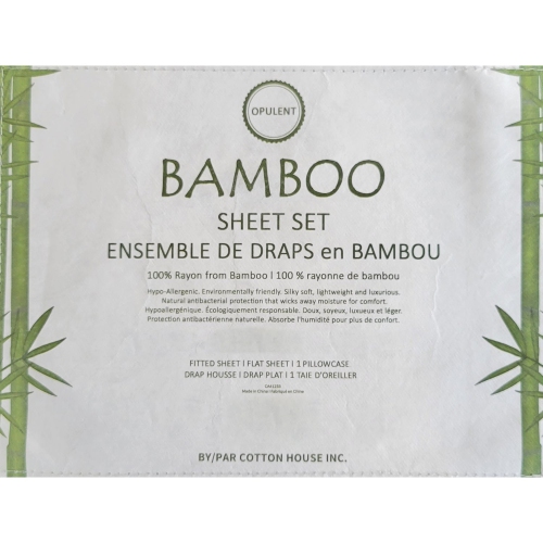 Cotton House - Bamboo Sheet Set, Hypoallergenic, Twin Size, White