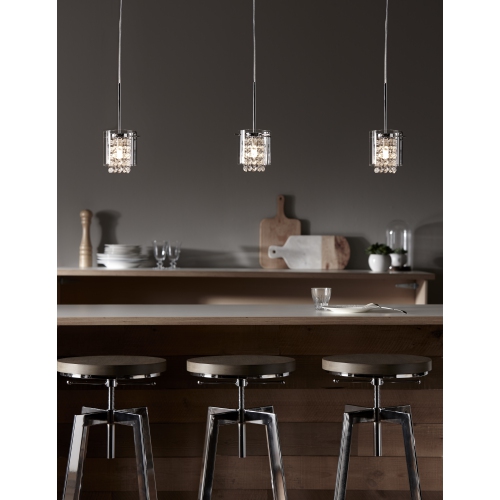 BAZZ 2 Pack Pendants with Clear Round Glass Shades and Glass Beads, Ceiling Light Fixture Bulbs Included, PR3811EL