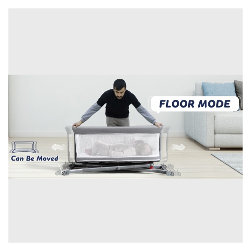 Borncerella bassinets model b 2 in 1 for newborn baby, gray