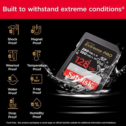 SanDisk Extreme PRO 128GB SDXC UHS-II SD Card SDSDXEP-128G