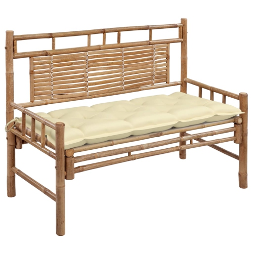 VIDAXL  Garden Bench With Cushion 120 Cm Bamboo