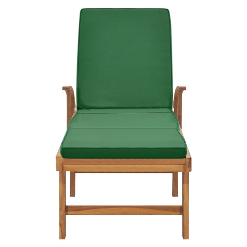vidaXL Sun Lounger with Cushion Solid Teak Wood Green