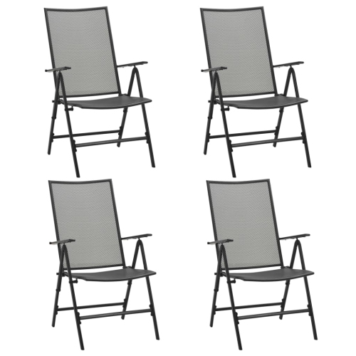 VIDAXL  Folding Mesh Chairs 4 PCs Steel Anthracite