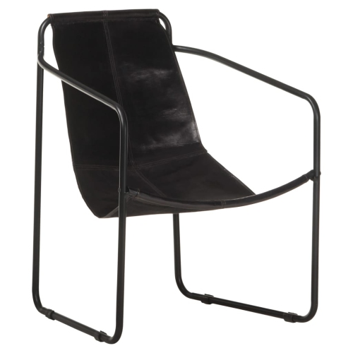 VIDAXL  Relaxing Armchair Real Leather In Black