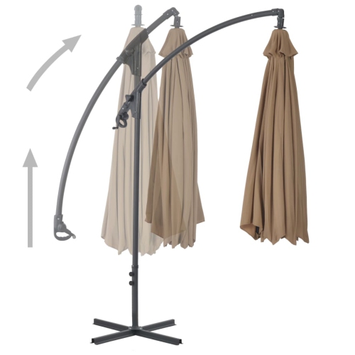 vidaXL Cantilever Umbrella with Steel Pole 118.1" Taupe