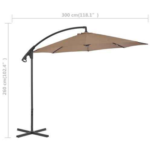 vidaXL Cantilever Umbrella with Steel Pole 118.1" Taupe