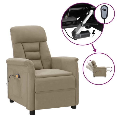 VIDAXL  Electric Massage Chair Light Faux Suede Leather In Grey