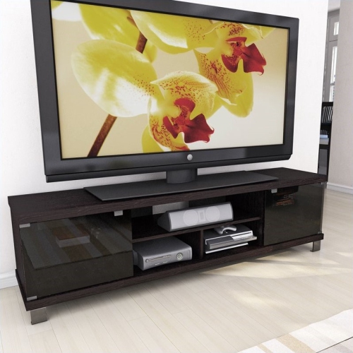 CorLiving Holland Ravenwood 71'' wide Black Wooden Extra Wide TV Stand, for TVs up to 85"