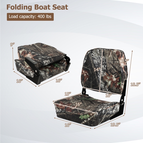 Costway 2-Piece Folding Boat Seat Set with Sponge Padding