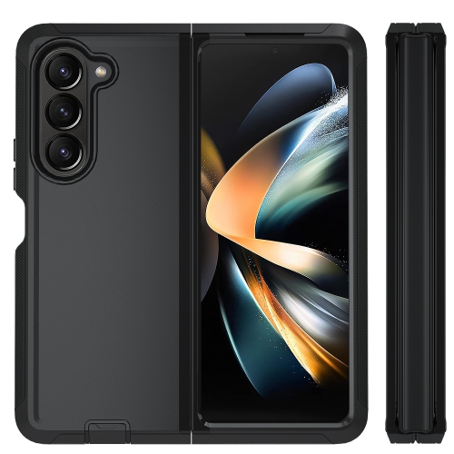 XCRS Heavy Duty Protection Case for Samsung Galaxy Z Fold 5 5G, Shockproof, PC + TPU Material Triple layered Cover Black