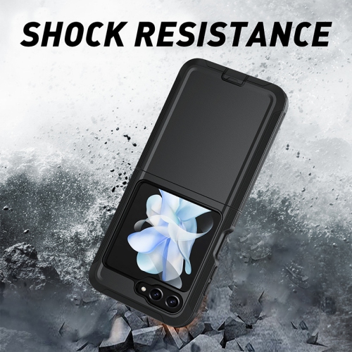 XCRS – Étui de protection robuste pour Galaxy Z Flip 5 5G de Samsung, antichoc, polycarbonate + TPUR, trois couches de matériau, noir