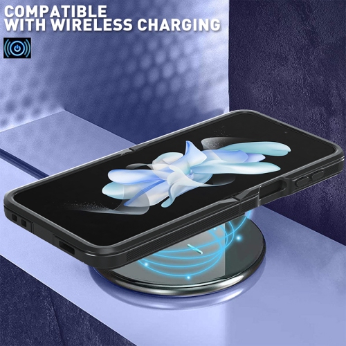 XCRS – Étui de protection robuste pour Galaxy Z Flip 5 5G de Samsung, antichoc, polycarbonate + TPUR, trois couches de matériau, noir