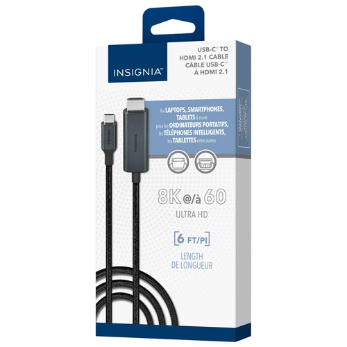 Insignia 1.8m Braided USB-C to 8K Ultra HD HDMI Cable (NS-PC5CH6B24-C)